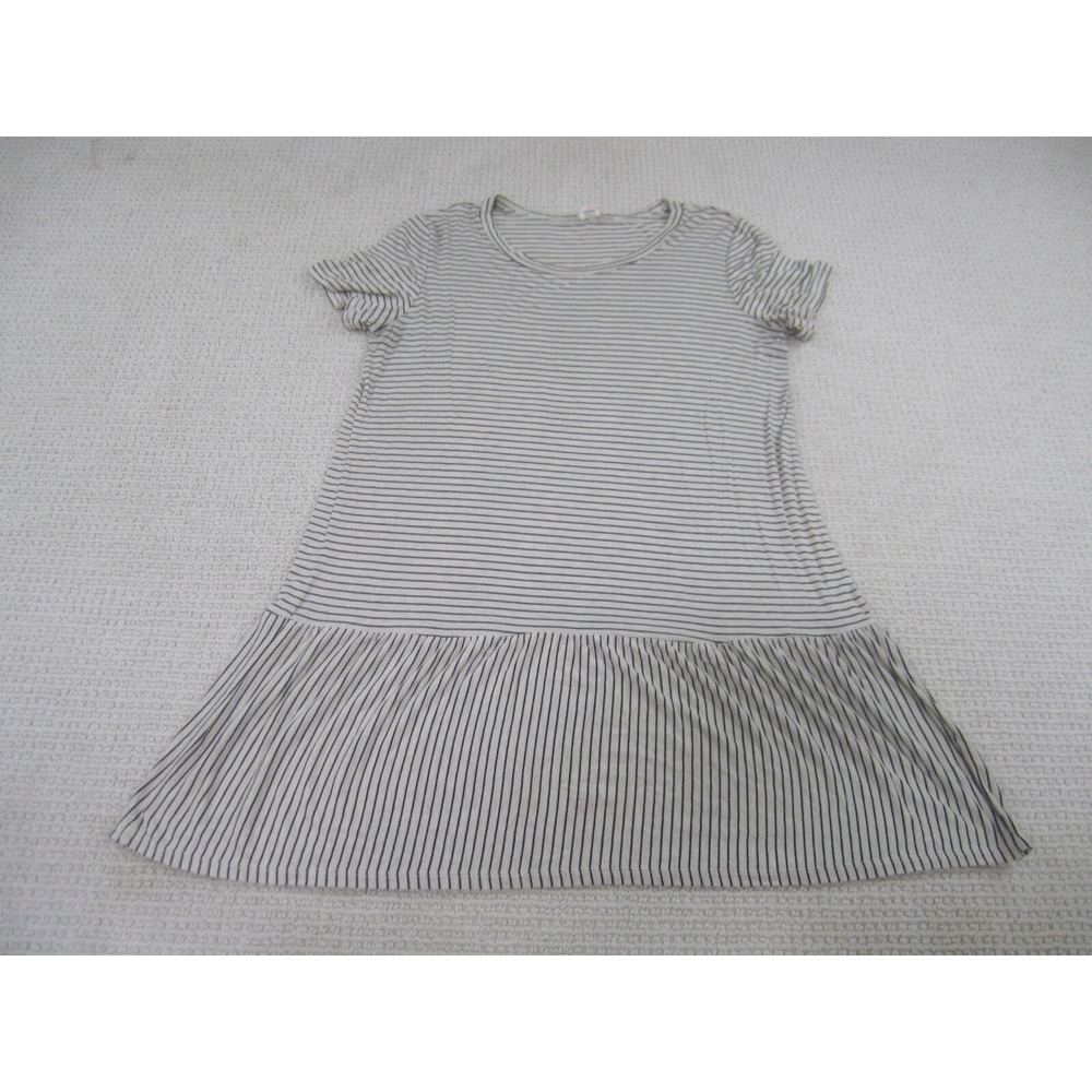 7th Ray Dress Womens Large Beige Striped Casual Fit & Flare Cap‎ Sleeve
